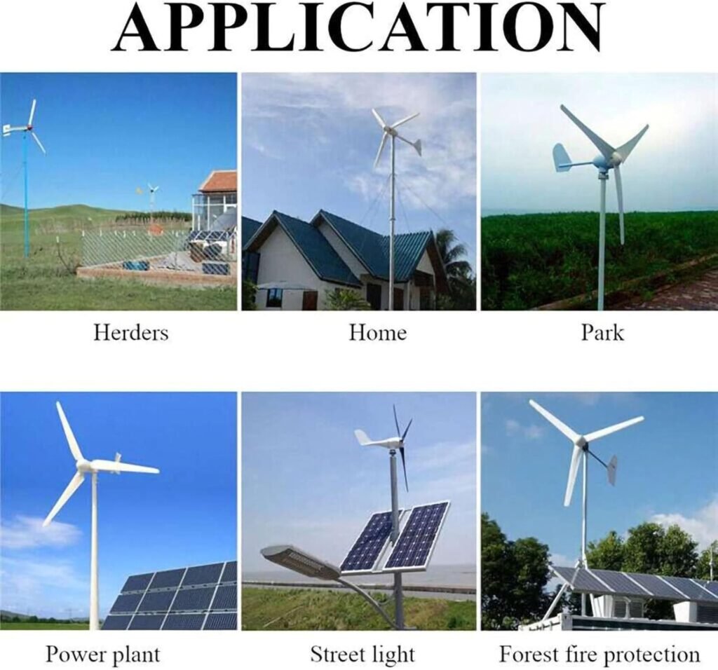 100W/200W/300W 3-Blade Wind Turbine Generator Kit With Charge Controller– Wind Solar Hybrid System For Home, Boat, Marine, Off-Grid, Farm  Remote Monitoring(300w)