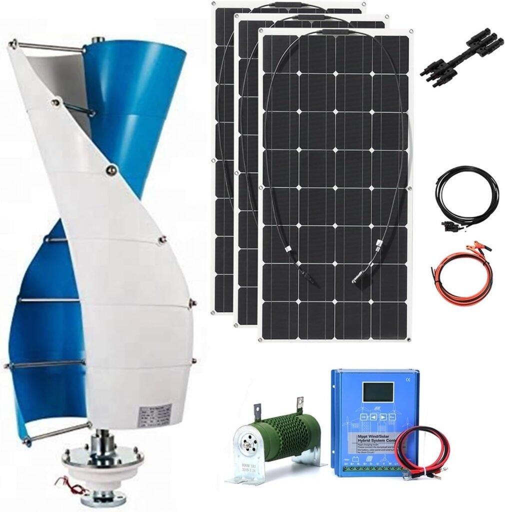 3000W Wind Turbine Generator Kit 12V 24V 48V 96V 120V With 300W Solar Panel And Controller Vertical Axis Wind Turbine Free Energy Windmill Home Use Three Phase Generator(12V)