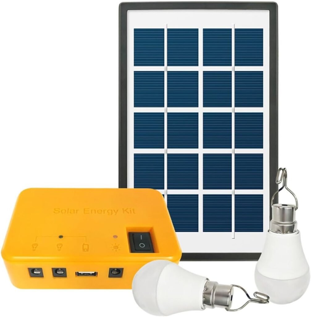 6Ah Solar Home Lighting System With 3W 5V Solar Panel Kit, LED Bulbs – Portable Outdoor, Camping, Travel, And Emergency Light