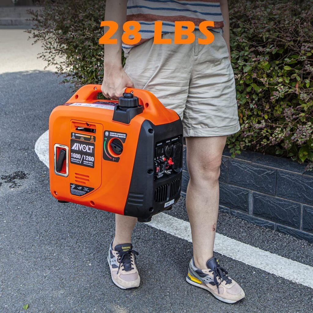 AIVOLT 1600W Super Quiet Inverter Generator, Ultra Lightweight Gas Powered Portable Generator for Camping  Home Use, EPA Compliant