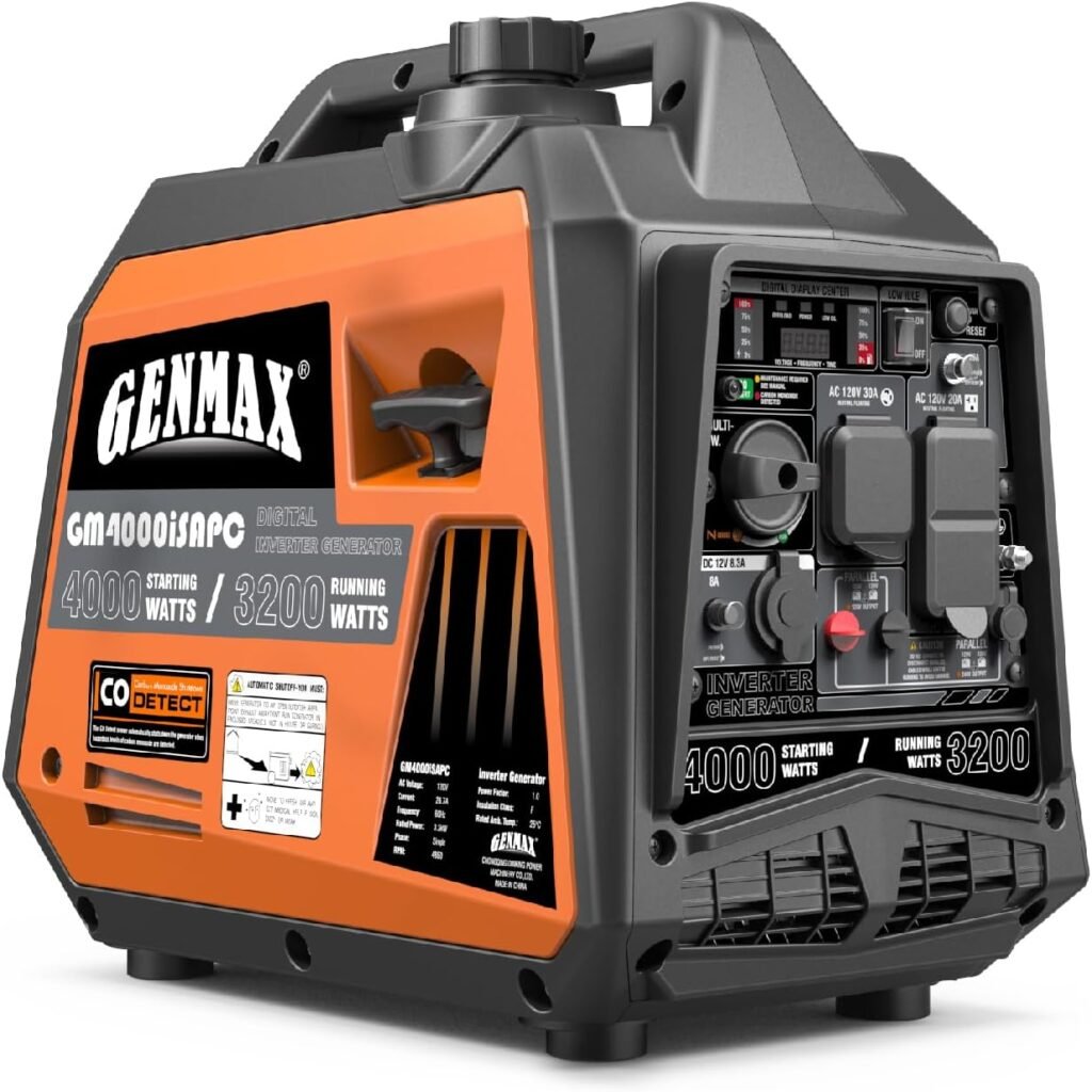 GENMAX Generator，EPA Compliant, Eco-Mode Feature, Ultra Lightweight for Backup Home Use Camping