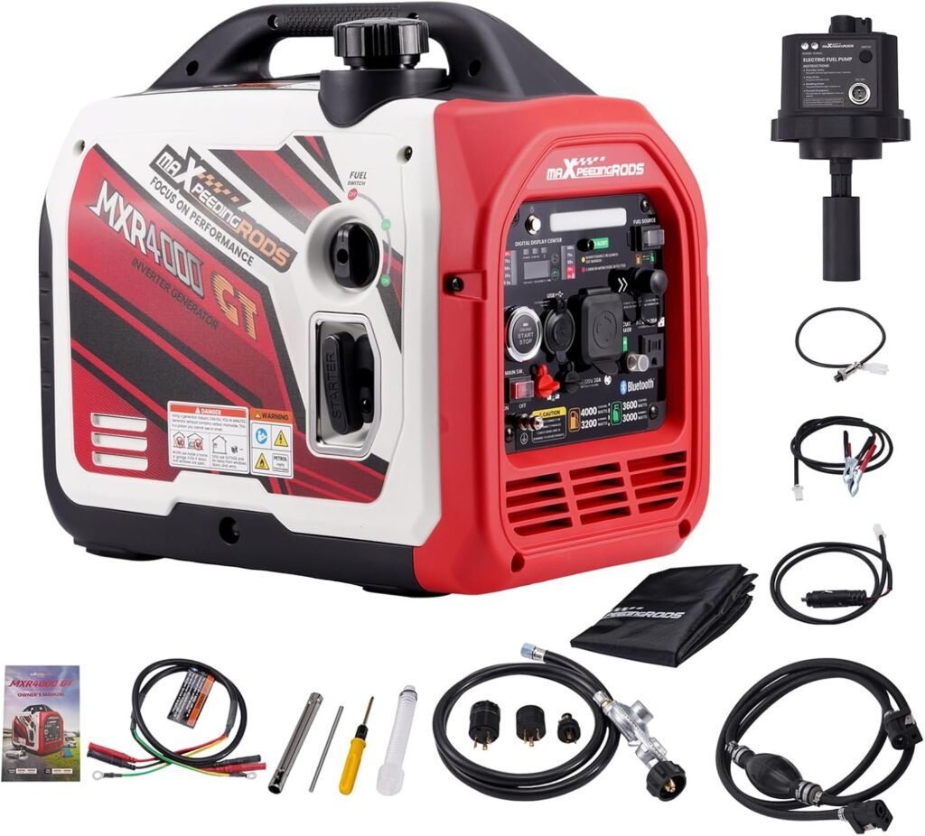 maXpeedingrods Watt App Remote Control Dual Fuel Inverter Generator with Gasoline Electric Fuel Pump