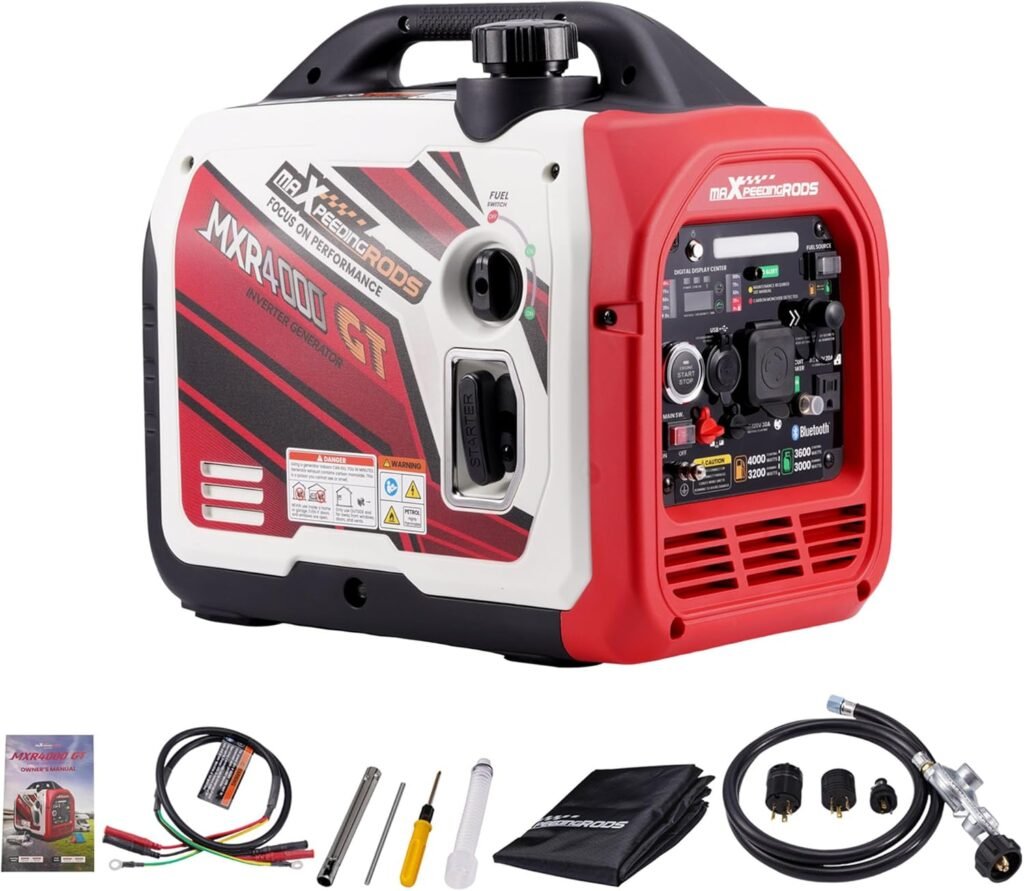 maXpeedingrods Watt Dual Fuel Inverter Generator with Bluetooth® Control Start with RV Adapter Cord Prong 125V Amp to Amp, NEMA L5-30P to TT-30R maXpeedingrods Watt Dual Fuel Inverter Generator with Bluetooth® Control Start with RV Adapter Cord Prong 125V Amp to Amp, NEMA L5-30P to TT-30R