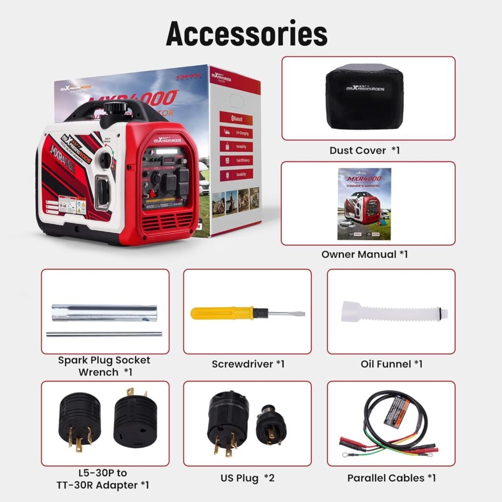 maXpeedingrods Watt Inverter Generator Portable, Bluetooth® App Remote Data Monitor, RV Ready, Gas Powered Generator with CO Alarm for Outdoor Camping, Home Backup maXpeedingrods Watt Inverter Generator Portable, Bluetooth® App Remote Data Monitor, RV Ready, Gas Powered Generator with CO Alarm for Outdoor Camping, Home Backup