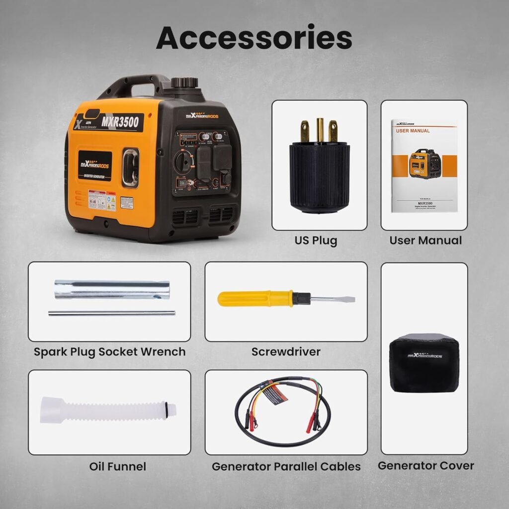MaXpeedingrods Watt Portable Inverter Generator Gas Powered, EPA Compliant, Compact and Lightweight for Home Backup Power, Outdoor Camping, RV and Trailer
