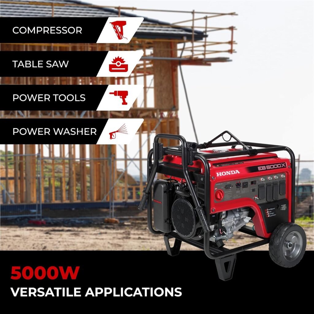 Honda EB5000 Watt/240V Quiet Generator (EB5000XK3AN) | Gas Powered OSHA-Compliant Portable Generator for Construction Site or Backup Power Supply, Up to 10.5 Hour Run Time Honda EB5000 Watt/240V Quiet Generator (EB5000XK3AN) | Gas Powered OSHA-Compliant Portable Generator for Construction Site or Backup Power Supply, Up to 10.5 Hour Run Time