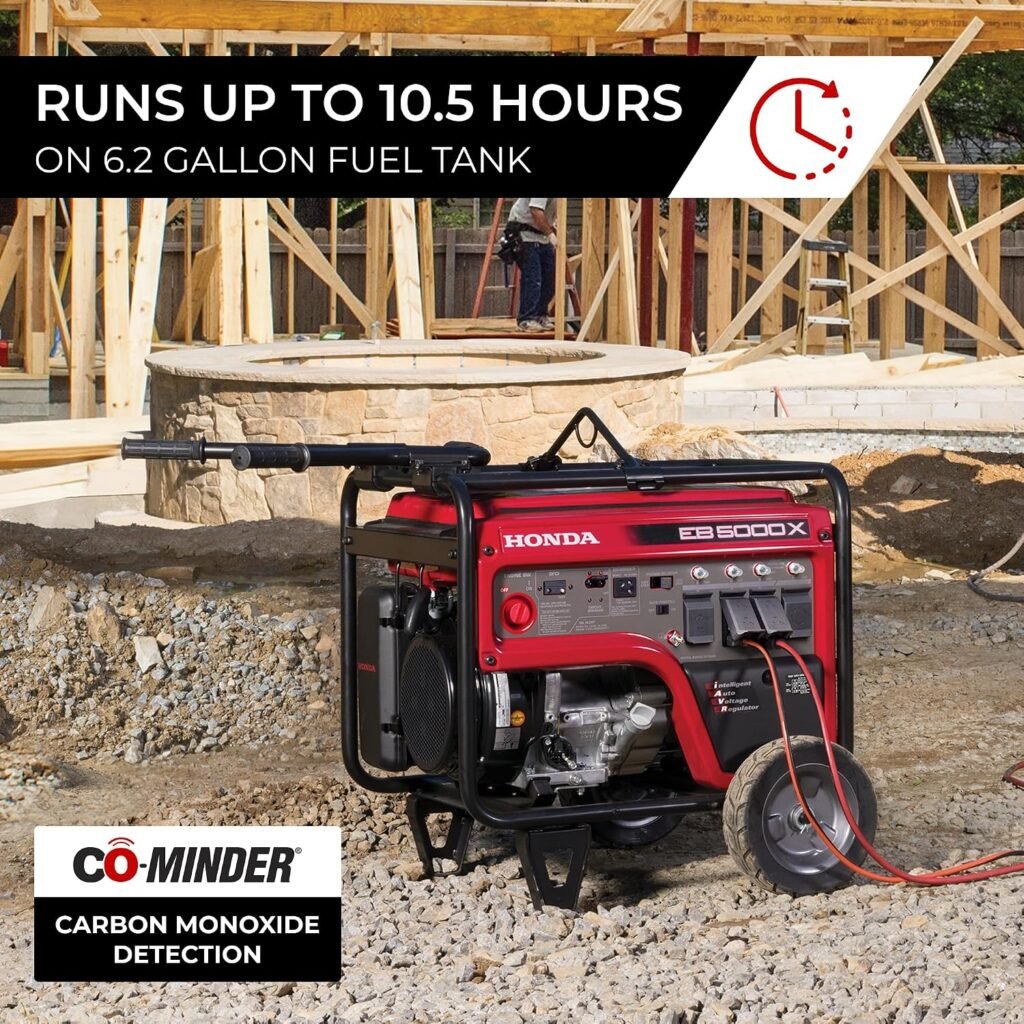 Honda EB5000 Watt/240V Quiet Generator (EB5000XK3AN) | Gas Powered OSHA-Compliant Portable Generator for Construction Site or Backup Power Supply, Up to 10.5 Hour Run Time Honda EB5000 Watt/240V Quiet Generator (EB5000XK3AN) | Gas Powered OSHA-Compliant Portable Generator for Construction Site or Backup Power Supply, Up to 10.5 Hour Run Time