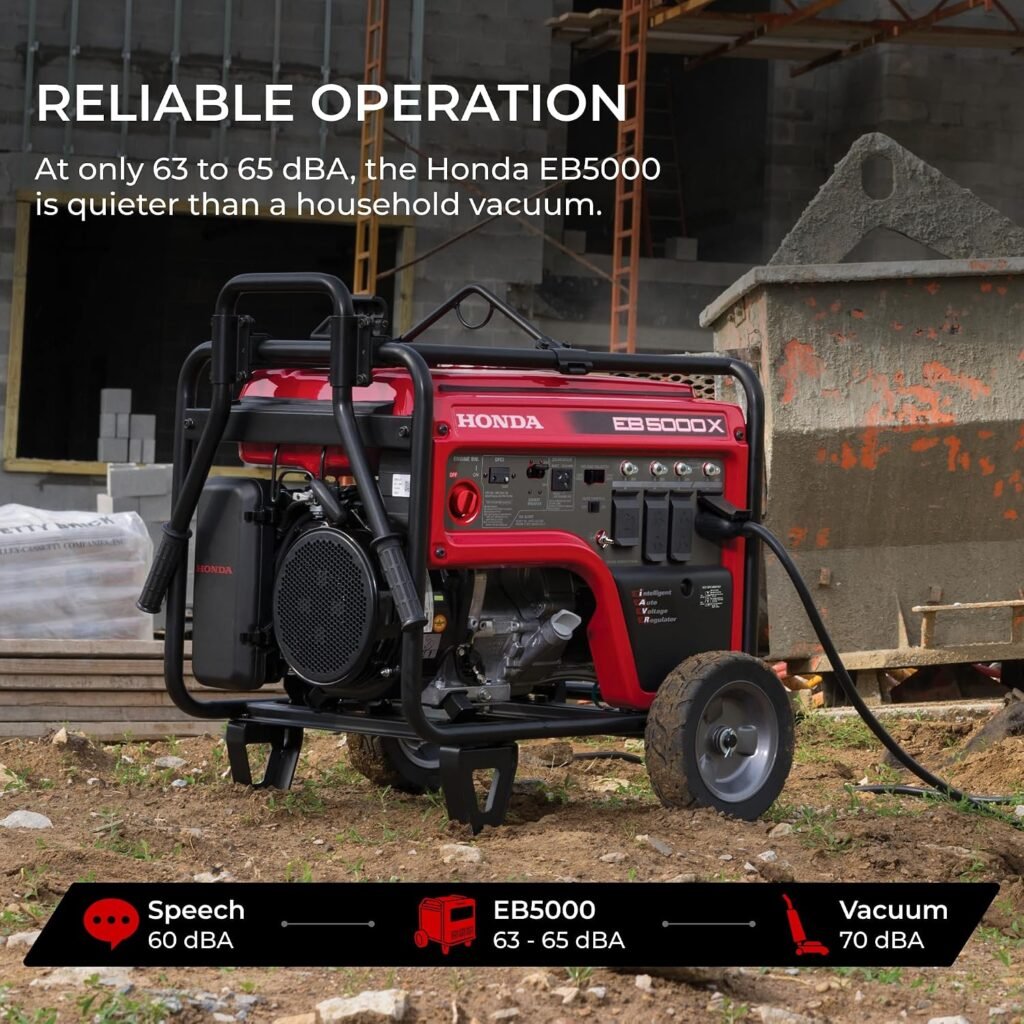 Honda EB5000 Watt/240V Quiet Generator (EB5000XK3AN) | Gas Powered OSHA-Compliant Portable Generator for Construction Site or Backup Power Supply, Up to 10.5 Hour Run Time Honda EB5000 Watt/240V Quiet Generator (EB5000XK3AN) | Gas Powered OSHA-Compliant Portable Generator for Construction Site or Backup Power Supply, Up to 10.5 Hour Run Time